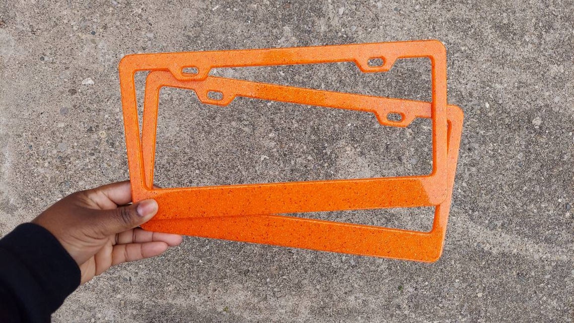 Cute Orange license plate frame holographic Glitter bling Etsy
