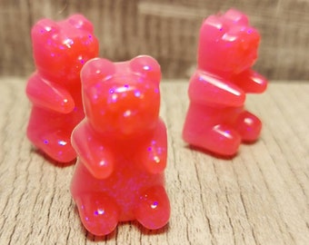 Pink glitter resin bear shoe charms for women clogs girly candy shoe accessory