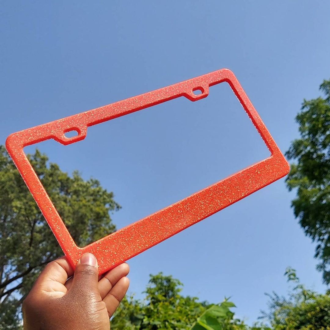 Cute Orange License Plate Frame Multicolor Glitter Bling Sparkling