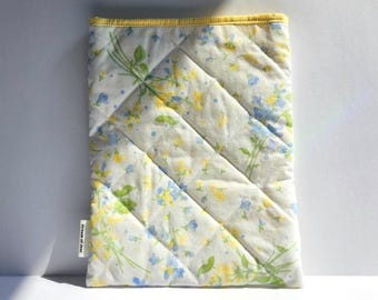 Quilted Floral Book Protector Upcycled Book Sleeve