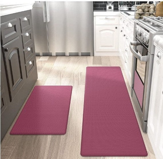 Soft Anti-fatigue Comfort Running Mat Floor Mat Kitchen 1À Mats and Mats Mat  Set соlo Pink, Redqr 