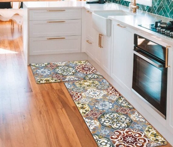 Set of 2 Non-slip Soft Kitchen Floor Mats PVC Spring 