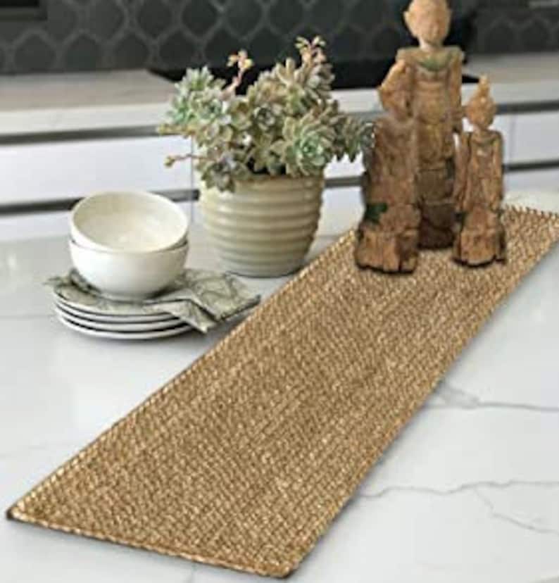 Set of 4 , 6 Straw Table Placemats Square Woven Placemats Patio Table