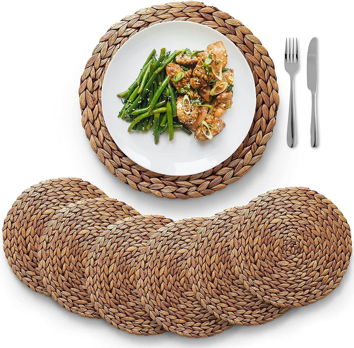 Woven Placemats Round Placemats set of 10 Rattan Placemats Etsy