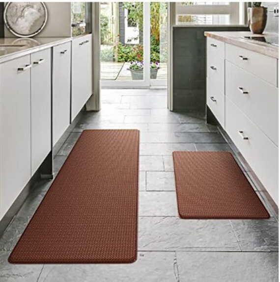 2 Pcs Kitchen Rugs Set, Cushioned Anti-Fatigue Kitchen Floor Mats