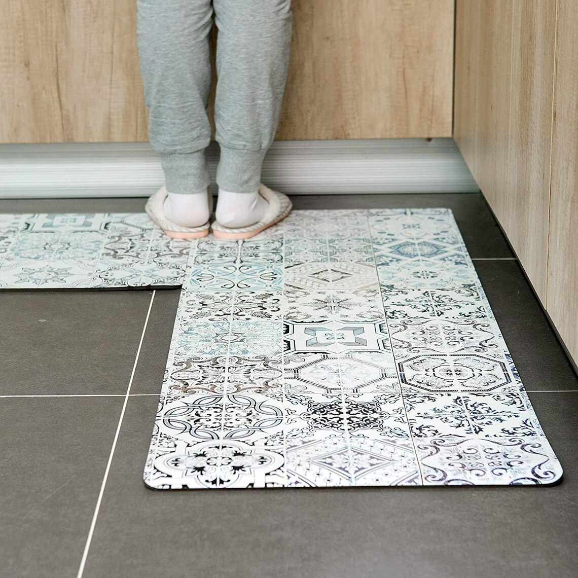 Kitchen Mat Set, Anti Fatigue Set of 2 Waterproof Cushioned Soft