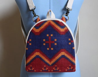 Mini Convertible + Adjustable Backpack (Navajo/Mexican Folk Textile)