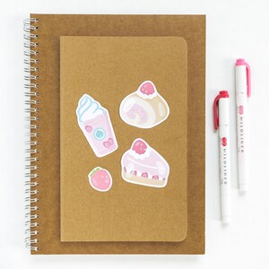 Strawberries & Creme Cute Pink Dessert Sticker Pack