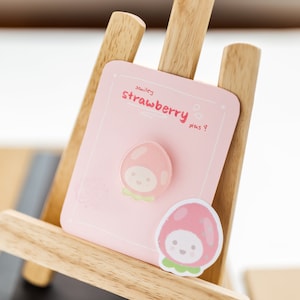 Cute Pastel Smiley Strawberry Fruit Acrylic Pin