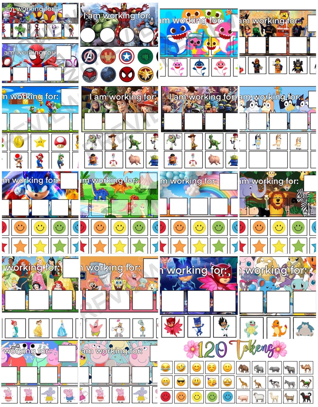 30+ Token Boards, Over 250 Tokens (50 Dollar Value!) - Etsy