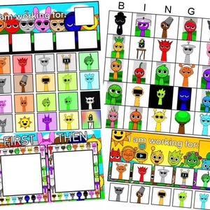 Sprunki ABA Bundle | Token Boards | First Then Board | Bingo