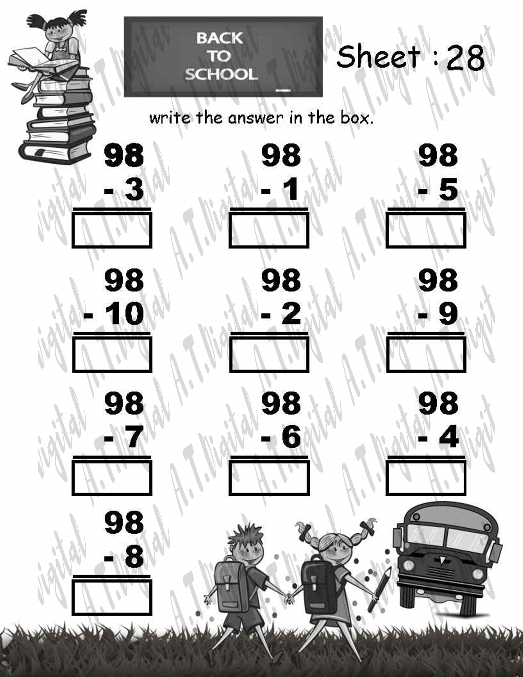 29 Printable Subtraction Worksheets 5. Numbers 71-99. For | Etsy