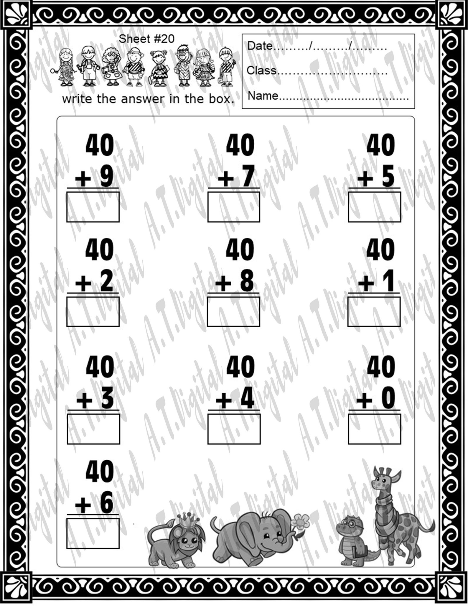 20-printable-addition-worksheets-2-numbers-21-40-for-1st-etsy-uk