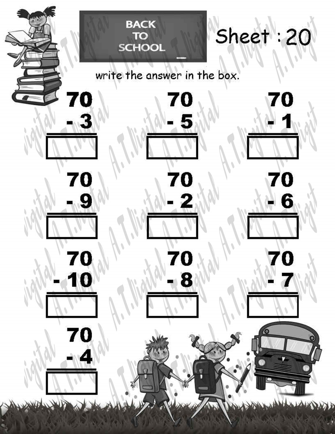 Plants math worksheets basic addition and subtraction