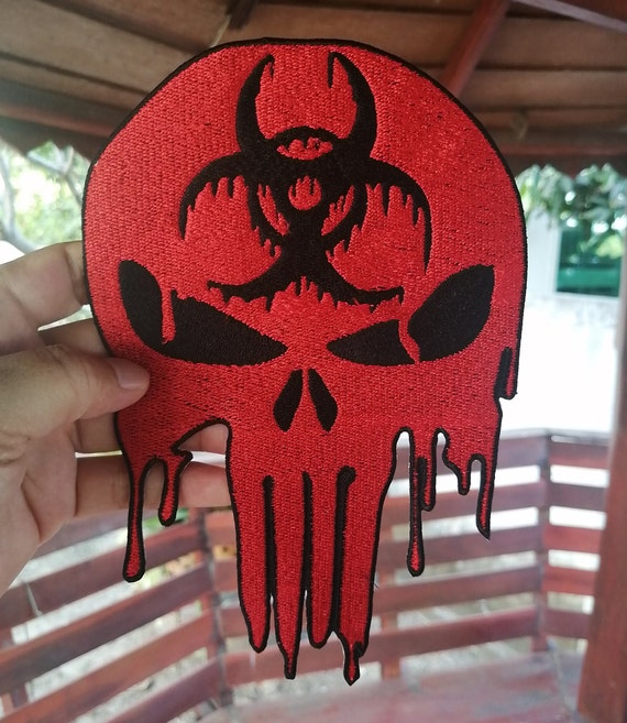 Black & Red Punisher Skull Patch Military Tactical Red Punisher Iron-on  Embroidery Patch Iron-on Tactical Soldiers Warrior Patch B316 