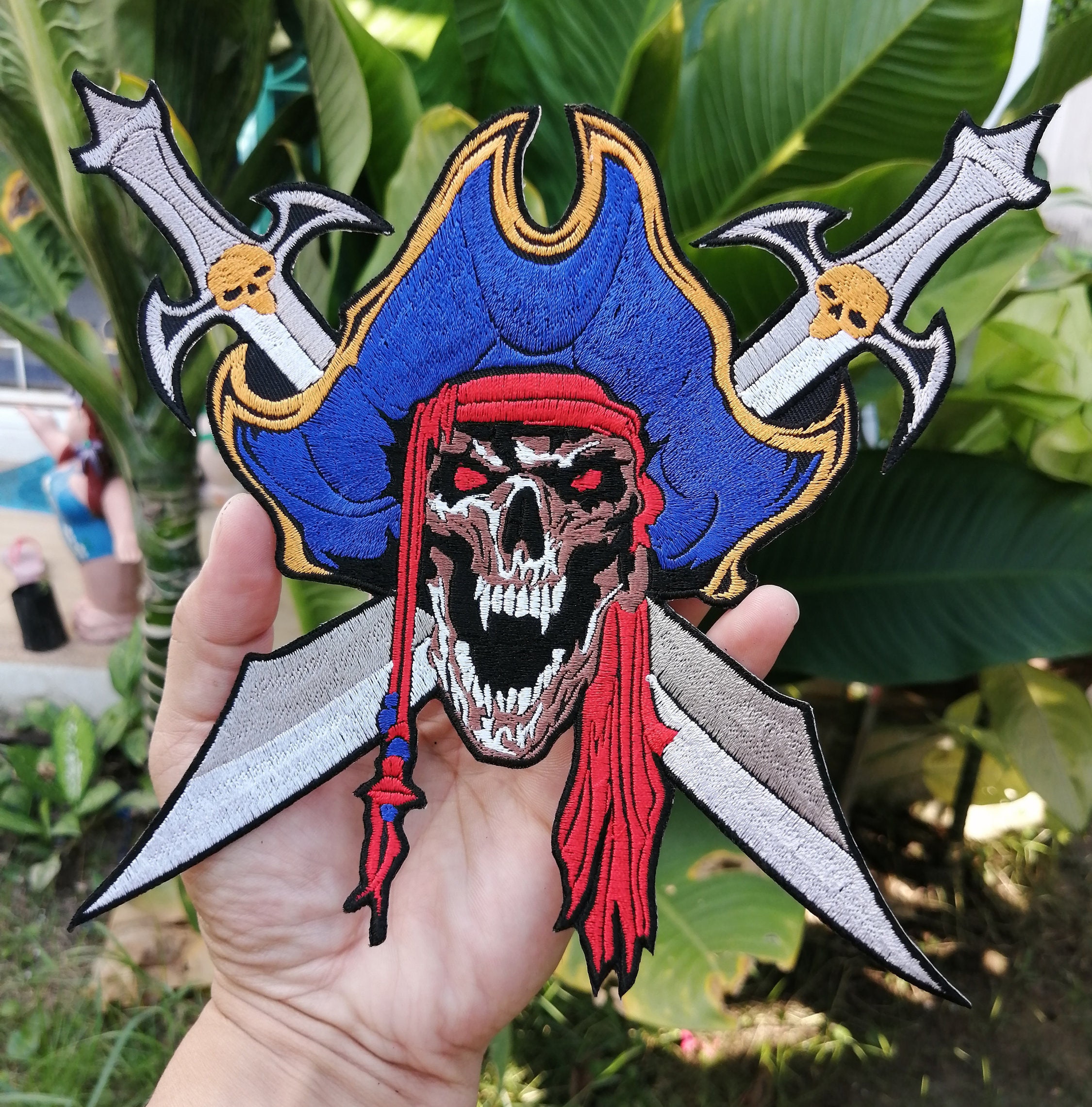 Pirates of the Caribbean Embroidered Patch Skull and Bones 
