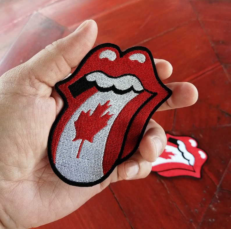 2Pcs The Rolling Stones Flag Canada Big Tongue Sixties Best Rock Bands Music Logo Badge Embroidered Iron on Sew Patch