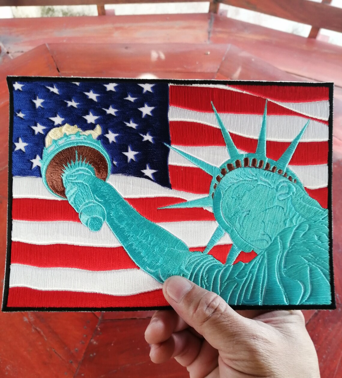 Statue of Liberty Flag USA Peace Freedom Symbol Embroidered Etsy