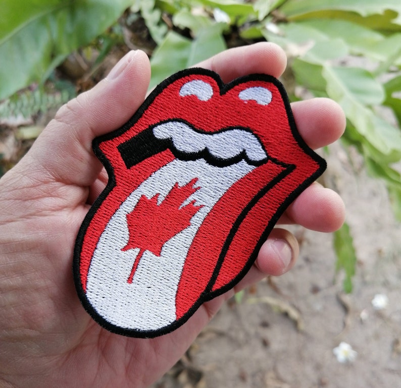 2Pcs The Rolling Stones Flag Canada Big Tongue Sixties Best Rock Bands Music Logo Badge Embroidered Iron on Sew Patch
