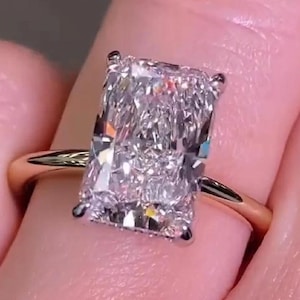 IGI Certified Lab Grown Radiant Cut Diamond Engagement Ring: 14k White Gold Hidden Halo