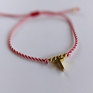 Martisor 1 Martie Martinita Baba Marta / Romanian Bulgarian Greek March Tradition / Martisoare Red White String Cross Bracelet Spring Favor