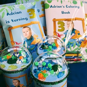 Kids Birthday Party Favors Bundle / Photo Personalized Birthday Favors / Custom Picture Coloring Books Snack Bags Potato Chip Can Favors