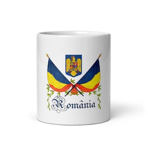Romanian Flag Souvenir Glossy Mug Gift / Romanian Present / Birthday Thank You Appreciation Friend