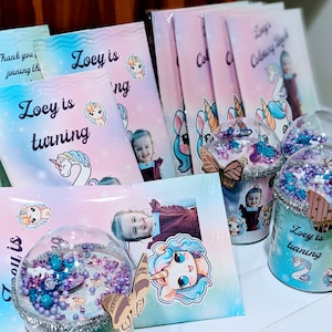 Kids Birthday Party Favors Bundle / Photo Personalized Birthday Favors / Custom Picture Coloring Books Snack Bags Potato Chip Can Favors