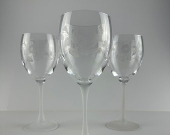 Vintage Avon Etched Hummingbird Leaded Crystal Water Goblet