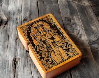Greek Blind Justice Lady Engraved Lighter,  Unique Wooden Craft For Lawyer