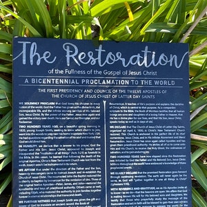 NEW! The Restoration Proclamation, Laser Engraved, Personalized, LDS Wedding Gift, LDS Art, Engraved Marble, Church of Jesus Christ,