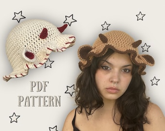 PDF PATRÓN sombrero de vaca a crochet / sombrero de cubo de vaca hecho a mano con patrón de orejas y cuernos / instrucciones de crochet para sombrero de cabra / vaca / animal
