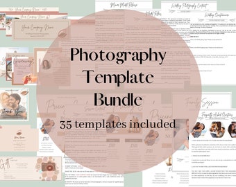 Photography template bundle, editable, Boho, Contracts, marketing, session guide, mini session, pricing guide, social media templates