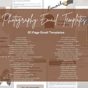 Photography email templates, editable, photography workflow, wedding photography, family photography, newborn, maternity, senior portraits