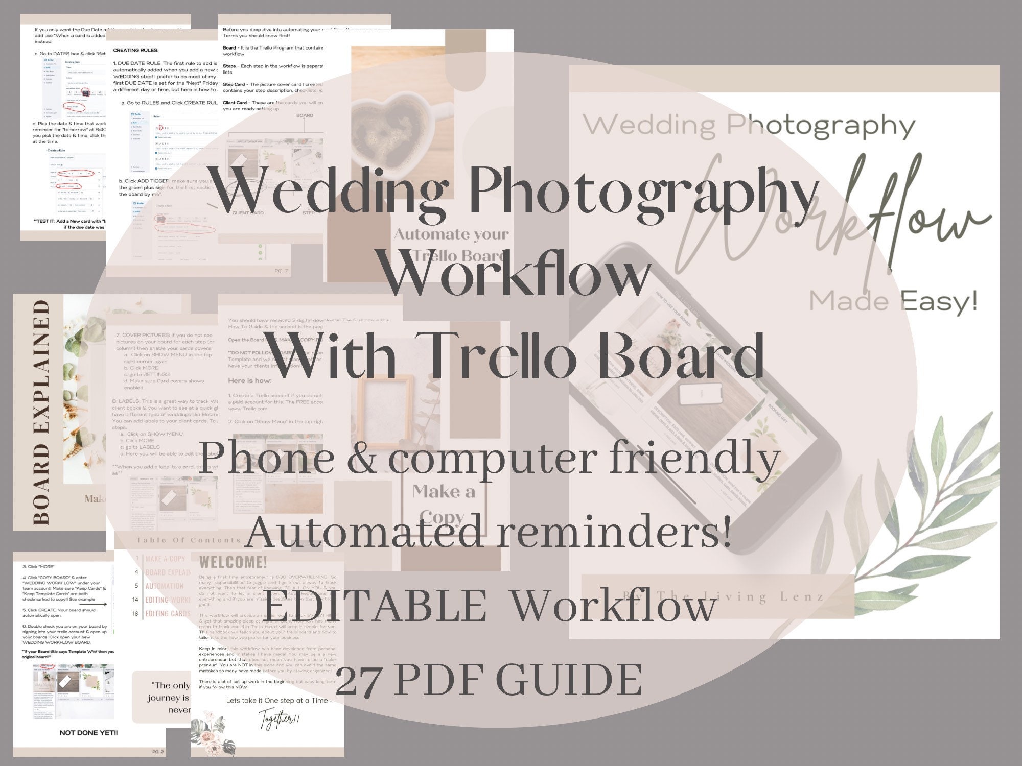 Wedding Photography Client Workflow Template Trello Board Etsy