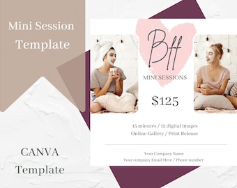 BFF Mini session template, marketing template, canva, editable template, best friends photography session, advertisement template