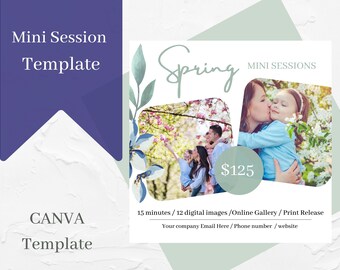 spring Mini session template, marketing template, canva, editable template, photography session, session theme, advertisement template