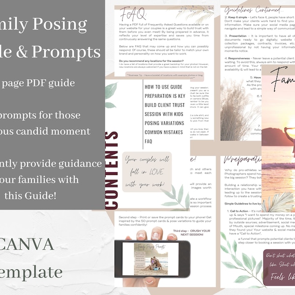 Digital Family Posing Guide, PDF download, INSTANT DOWNLOAD, Prompt cards, Photography posing guide, Posing prompt, best sellers