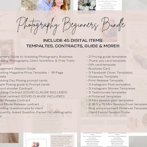 Photography Business BUNDLE, Templates, Contracts, Canva, Trello, Guides, marketing templates