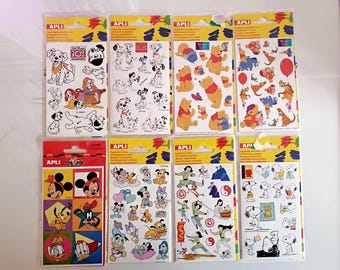 Vintage Apli Disney Stickers - 101 Dalmatians - Winnie the pooh - Mickey Mouse - Snoopy - Mulan - Minnie mouse - Peanuts