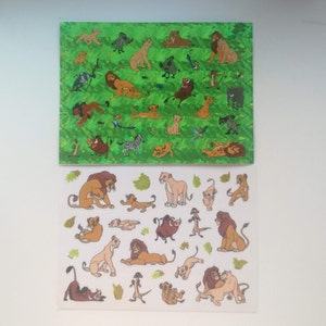 Sandylion Lion King Maxi feuille Autocollants - vintage - Fuzzy, Prismatic - Disney - 2 Maxi feuilles - Mufasa - Simba