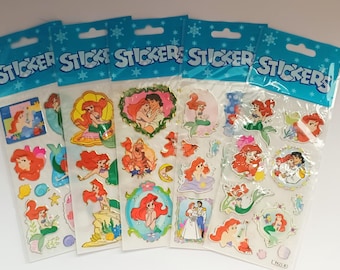 Lot of 5 Little Mermaid Disney Laser Sticker Sheets