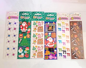 Sandylion Sticker Sheets - Unopened - Vintage - Kromekote - Prismatic - Christmas - Santa claus - Hockey