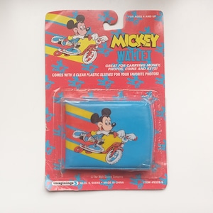 Carteira vintage do Mickey Mouse dos anos 80 - Disney - Carteira vintage da Disney - Embalagem original