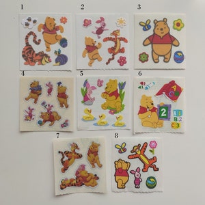 Sandylion Winnie The Pooh Sticker Squares - Prismatique - Fuzzy - Kromekote - vintage - Autocollants Disney