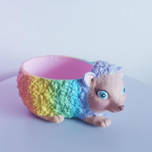 Pastel Rainbow Hand made Succulent Planter - Hedgehog Plant Pot - Home Decor - Hedgehog Mini Planter - Cute Planter - Flower planters