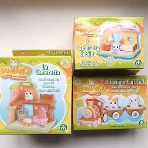 Vintage 2000 Hamtaro Toy sets NEW Bijou house Train Hamster  figurine Cute Hamster