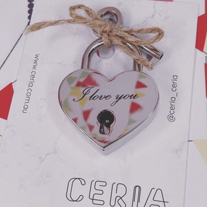 Custom Personalised Engraved Love Lock, Heart-Shaped Padlock with key, Collar Charm, Tag ID, Heart Padlock, Lock, wishing well, wedding