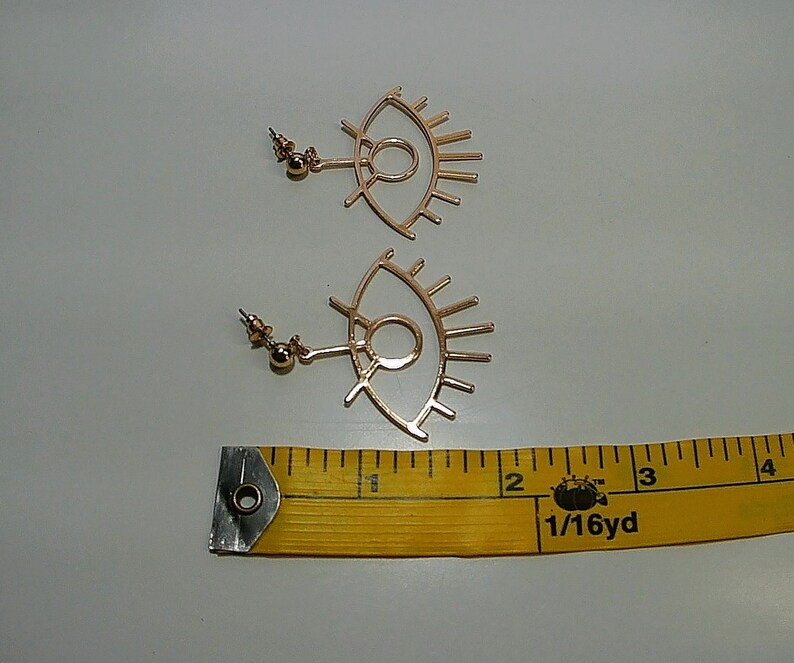 Gold Tone All-Seeing-Eye Drop Earrings