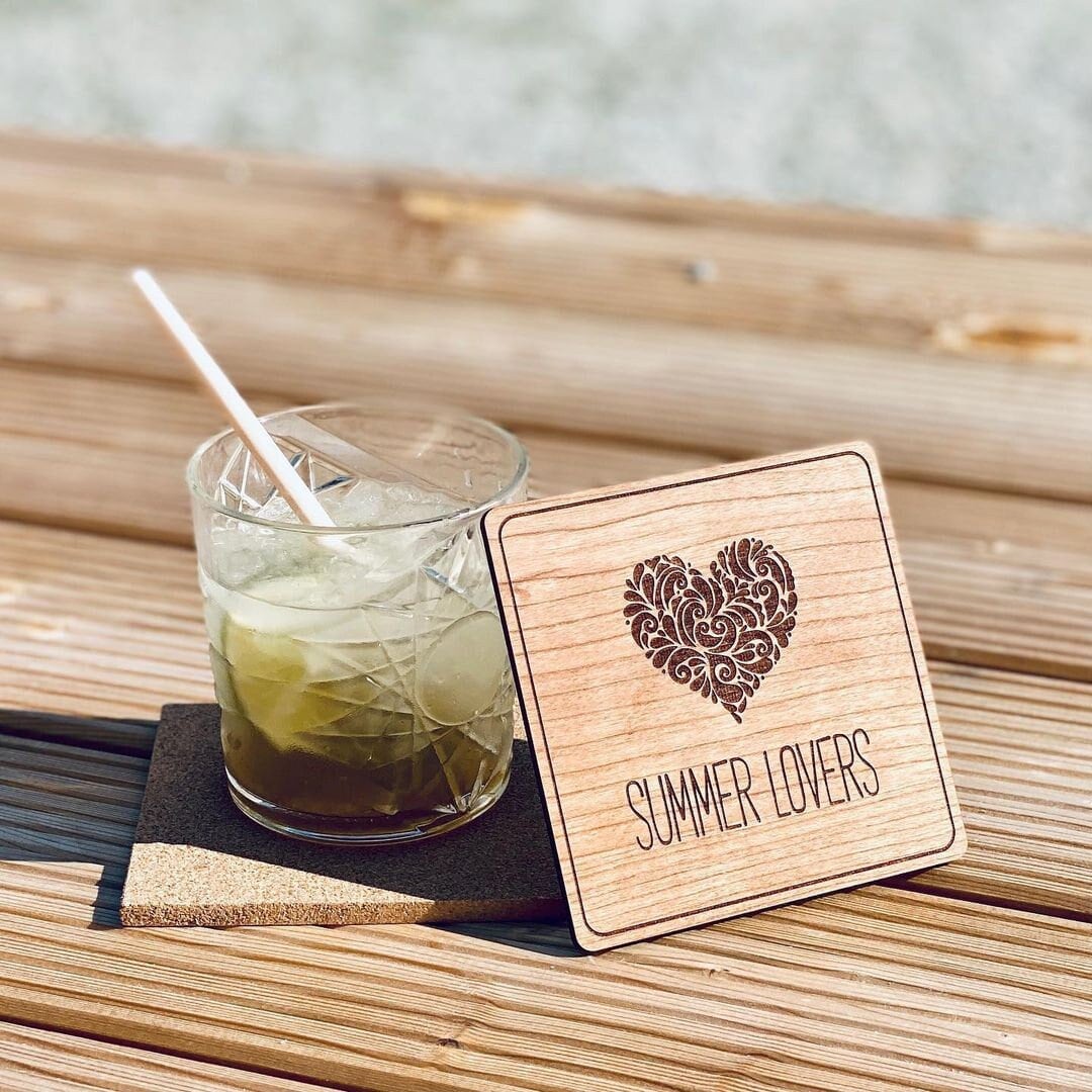 Summer Lovers Drink Coaster. Template File for Laser Cutting and